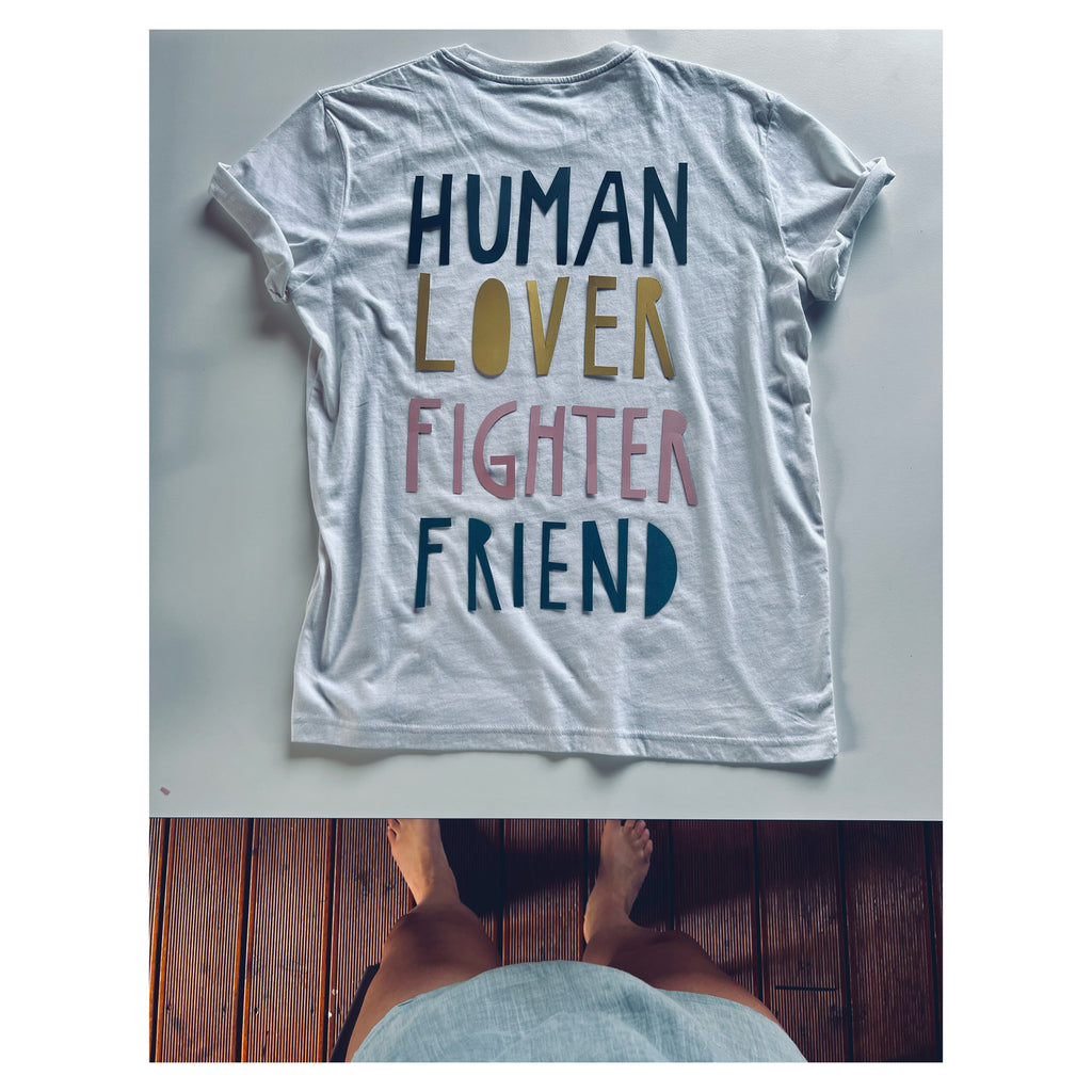 LAST CHANCE //  / HUMAN LOVER FIGHTER FRIEND T-Shirt vintage white