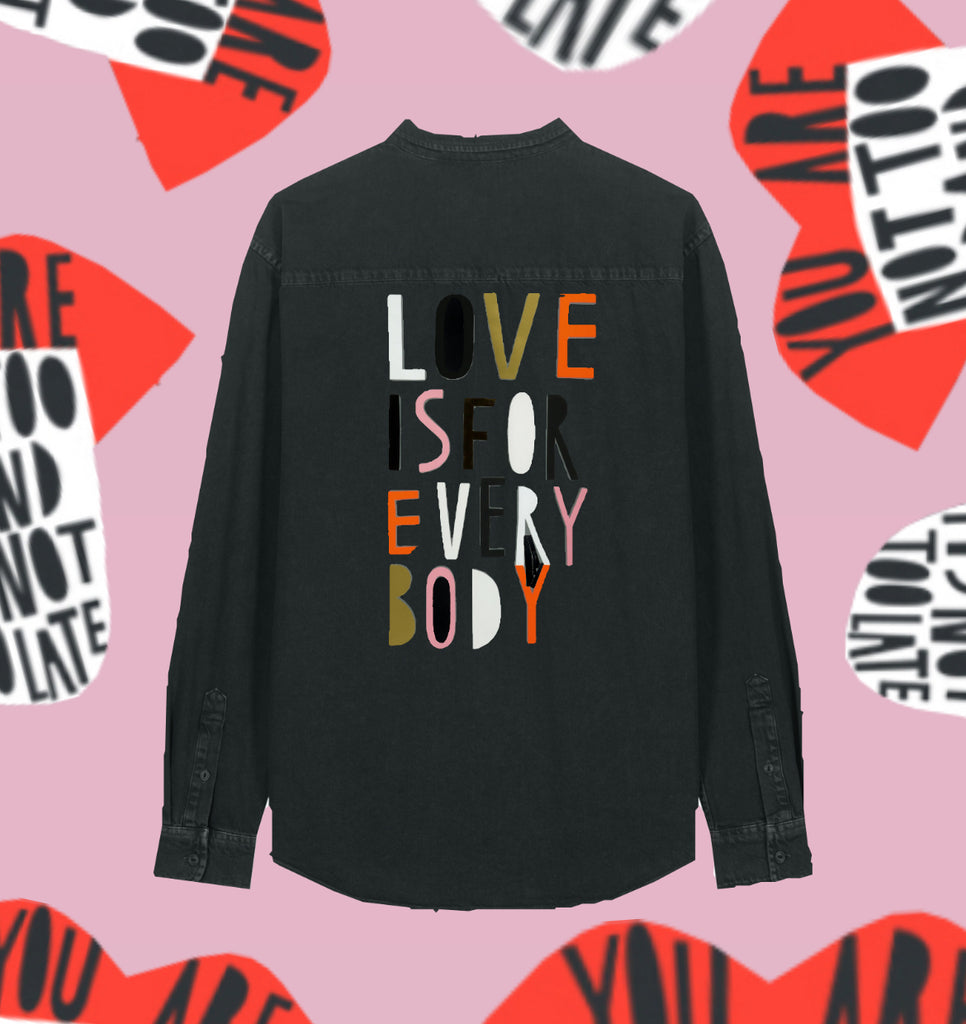 BRAND NEW // LOVE FOR EVERYBODY // BLACK DYE WORKER DENIM SHIRT // LIMITED EDITION