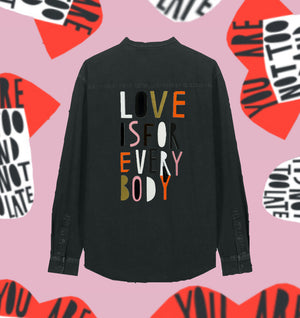 BRAND NEW // LOVE FOR EVERYBODY // BLACK DYE WORKER DENIM SHIRT // LIMITED EDITION