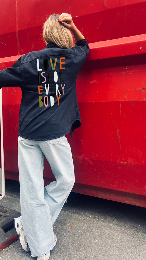 BRAND NEW // LOVE FOR EVERYBODY // BLACK DYE WORKER DENIM SHIRT // LIMITED EDITION